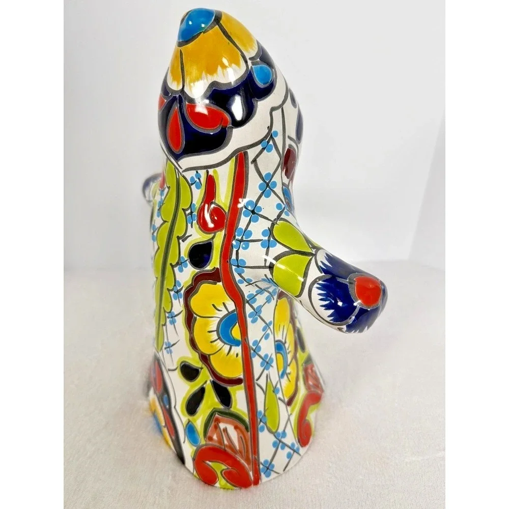 Talavera Style Ceramic Ghost Luminary Candle Holder Hand‎ Painted Folk Art